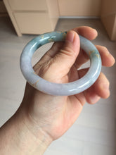 Load image into Gallery viewer, 55.8mm 100% Natural type A dark green purple carved and golden-painted chubby round cut Jadeite Jade bangle PA113-0385