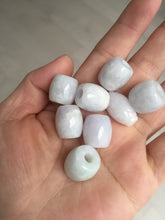 Load image into Gallery viewer, Type A 100% Natural white/light purple olive shape Jadeite Jade LuluTong (Every road is smooth) bead pendant BK108