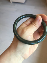 Load image into Gallery viewer, 60.5mm 100% Natural dark green/black meteorite Stellar Night sky slim round cut nephrite bangle HT117-0757