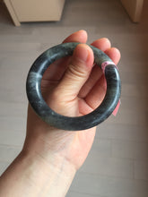 Load image into Gallery viewer, 53.4mm Certified 100% Natural black/gray sesame paste 芝麻糊 青花round cut nephrite Jade bangle HE102-5546