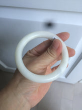 Load image into Gallery viewer, 54.9mm certified 100% Natural white/beige round cut nephrite Jade bangle HT89-7851