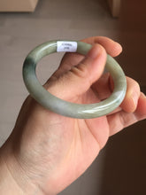 Load image into Gallery viewer, 54mm Certified Type A 100% Natural dark green gray round cut Jadeite bangle AU45-0896