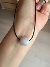 Load image into Gallery viewer, Type A 100% Natural white/light purple olive shape Jadeite Jade LuluTong (Every road is smooth) bead pendant BK108