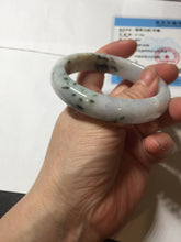 Load image into Gallery viewer, 56.3mm certified 100% natural Type A dark green/purple/white with green floating flowers jadeite jade bangle PB231-2823