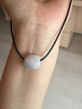 Load image into Gallery viewer, Type A 100% Natural white/light purple olive shape Jadeite Jade LuluTong (Every road is smooth) bead pendant BK108