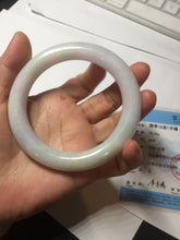 Load image into Gallery viewer, 60.5mm certified 100% natural light green/white/purple chubby round cut jadeite jade bangle BS39-8572