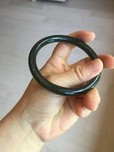 Load image into Gallery viewer, 60.5mm 100% Natural dark green/black meteorite Stellar Night sky slim round cut nephrite bangle HT117-0757