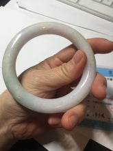 Load image into Gallery viewer, 60.5mm certified 100% natural light green/white/purple chubby round cut jadeite jade bangle BS39-8572