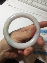 Load image into Gallery viewer, 60.5mm certified 100% natural light green/white/purple chubby round cut jadeite jade bangle BS39-8572