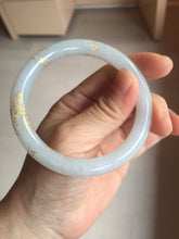 Load image into Gallery viewer, 56.5mm 100% Natural type A light green white carved and golden-painted Jadeite Jade bangle PA112-4326
