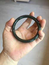 Load image into Gallery viewer, 60.5mm 100% Natural dark green/black meteorite Stellar Night sky slim round cut nephrite bangle HT117-0757