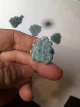 Load image into Gallery viewer, 100% Natural icy watery blue/green/gray jadeite jade blessed fortune pendant BG7