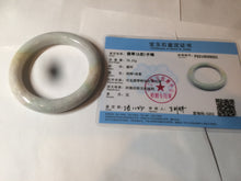 Load image into Gallery viewer, 57.9mm certified 100% natural type A light sunny green/purple/yellow chubby round cut jadeite jade bangle BF33-9221