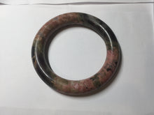 Load image into Gallery viewer, 56mm 100% natural pink/black/brown/yellow chubby round cut rose stone (Rhodonite) bangle AW35