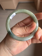 Load image into Gallery viewer, 54mm Certified Type A 100% Natural dark green gray round cut Jadeite bangle AU45-0896
