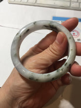 Load image into Gallery viewer, 56.3mm certified 100% natural Type A dark green/purple/white with green floating flowers jadeite jade bangle PB231-2823