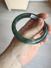 Load image into Gallery viewer, 57.2mm certified natural Type A oily dark green/black jadeite jade bangle BG77-0408
