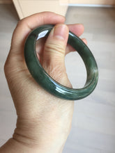 Load image into Gallery viewer, 57.2mm certified natural Type A oily dark green/black jadeite jade bangle BG77-0408