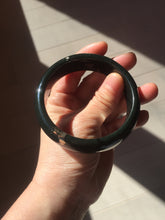 Load image into Gallery viewer, 60mm 100% Natural dark green/black meteorite Stellar Night sky broad style nephrite Jade bangle HF108-0063