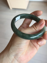 Load image into Gallery viewer, 57.2mm certified natural Type A oily dark green/black jadeite jade bangle BG77-0408