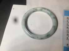 Load image into Gallery viewer, 55.5mm certificated Type A 100% Natural light green/white with green floating flowers Jadeite Jade bangle AM82-1632