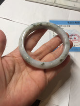 Load image into Gallery viewer, 56.3mm certified 100% natural Type A dark green/purple/white with green floating flowers jadeite jade bangle PB231-2823