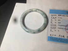 Load image into Gallery viewer, 55.5mm certificated Type A 100% Natural light green/white with green floating flowers Jadeite Jade bangle AM82-1632
