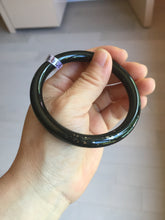 Load image into Gallery viewer, 59.3mm 100% Natural dark green/black meteorite Stellar Night sky slim round cut nephrite bangle HT115-8798