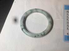 Load image into Gallery viewer, 55.5mm certificated Type A 100% Natural light green/white with green floating flowers Jadeite Jade bangle AM82-1632