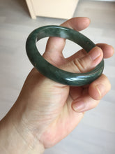 Load image into Gallery viewer, 57.2mm certified natural Type A oily dark green/black jadeite jade bangle BG77-0408