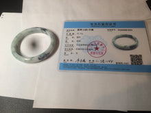 Load image into Gallery viewer, 51.5mm certified 100% natural Type A light green/white with green floating flowers oval jadeite jade bangle AM83-1631