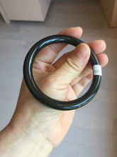 Load image into Gallery viewer, 58.4mm 100% Natural dark green/black meteorite Stellar Night sky slim round cut nephrite bangle HT113-8249