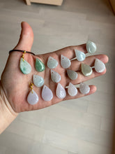 Load image into Gallery viewer, 100% natural icy watery green purple white type A jadeite jade water drop pendant necklace group BF18