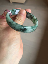 Load image into Gallery viewer, 52mm Certified  Type A 100% Natural dark green floating flowers Jadeite Jade bangle E1-1526
