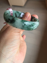 Load image into Gallery viewer, 52mm Certified  Type A 100% Natural dark green floating flowers Jadeite Jade bangle E1-1526