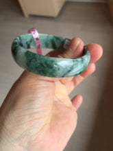 Load image into Gallery viewer, 52mm Certified  Type A 100% Natural dark green floating flowers Jadeite Jade bangle E1-1526