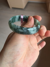 Load image into Gallery viewer, 52mm Certified  Type A 100% Natural dark green floating flowers Jadeite Jade bangle E1-1526