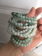 Load image into Gallery viewer, 6.3mm 100% natural type A green/white jadeite jade beads bracelet group BK104 added-on item