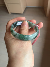Load image into Gallery viewer, 52mm Certified  Type A 100% Natural dark green floating flowers Jadeite Jade bangle E1-1526