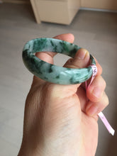 Load image into Gallery viewer, 52mm Certified  Type A 100% Natural dark green floating flowers Jadeite Jade bangle E1-1526