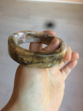 Load image into Gallery viewer, 54.9mm 100% natural pink/black time series(时光系列) rose stone (Rhodonite)square bangle XY83