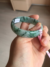Load image into Gallery viewer, 52mm Certified  Type A 100% Natural dark green floating flowers Jadeite Jade bangle E1-1526