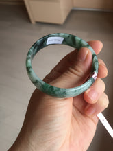 Load image into Gallery viewer, 52mm Certified  Type A 100% Natural dark green floating flowers Jadeite Jade bangle E1-1526