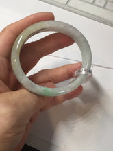 Load image into Gallery viewer, 50.5mm Certified Type A 100% Natural sunny green/white Oval Jadeite Jade bangle F115-0086