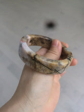 Load image into Gallery viewer, 54.9mm 100% natural pink/black time series(时光系列) rose stone (Rhodonite)square bangle XY83