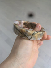 Load image into Gallery viewer, 54.9mm 100% natural pink/black time series(时光系列) rose stone (Rhodonite)square bangle XY83