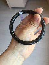 Load image into Gallery viewer, 60.7mm 100% Natural dark green/black meteorite Stellar Night sky slim round cut nephrite bangle HT111-8248