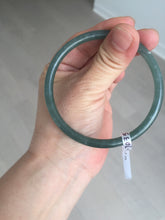 Load image into Gallery viewer, 60.5mm Certified Type A 100% Natural icy watery dark green/blue/gray/black slim round cut Guatemala Jadeite bangle BP12-7035
