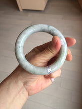 Load image into Gallery viewer, 56.3mm certified Type A 100% Natural light green/white/purple chubby round cut Jadeite Jade bangle E65