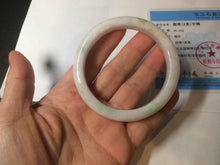 Load image into Gallery viewer, 55.5mm Certified 100% natural Type A sunny green/white jadeite jade bangle BH28-5421